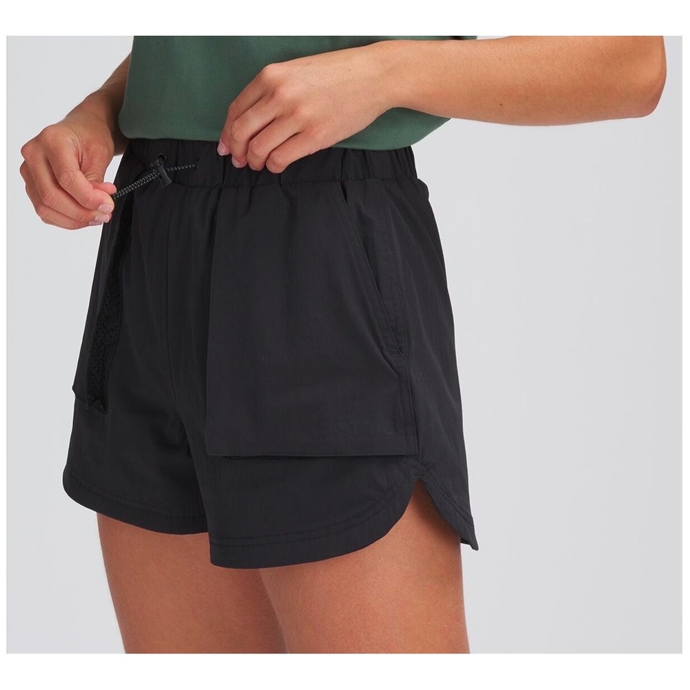 Stoic Desert Hiking Shorts Black Womens XL Zip Pocket Elastic Waist Activewear
